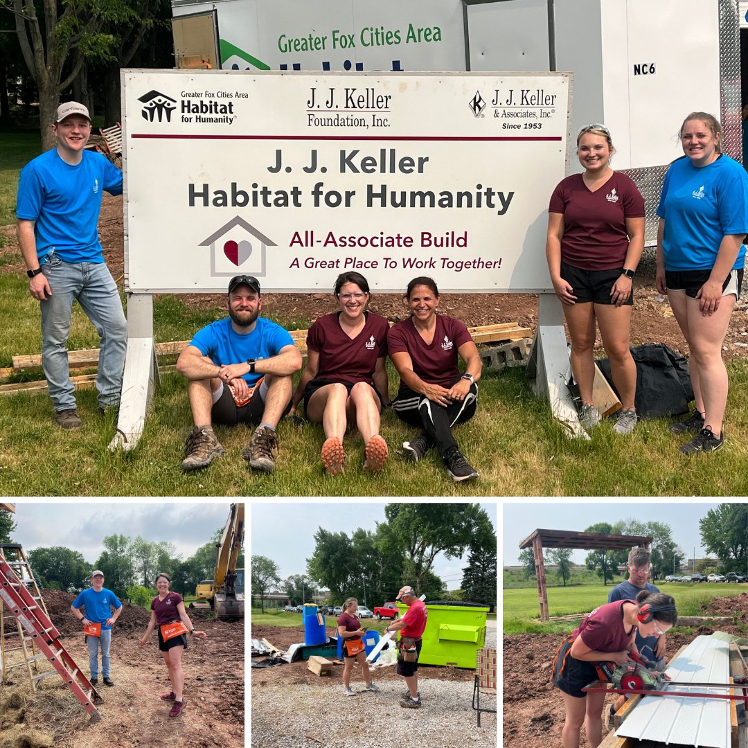 JJKellerJobs's tweet photo. It’s summer, and that means a J. J. Keller Habitat build is underway! Last week, our HR Services team was onsite to put up siding. #JJKellerDifference https://t.co/YBAxv5iGxv