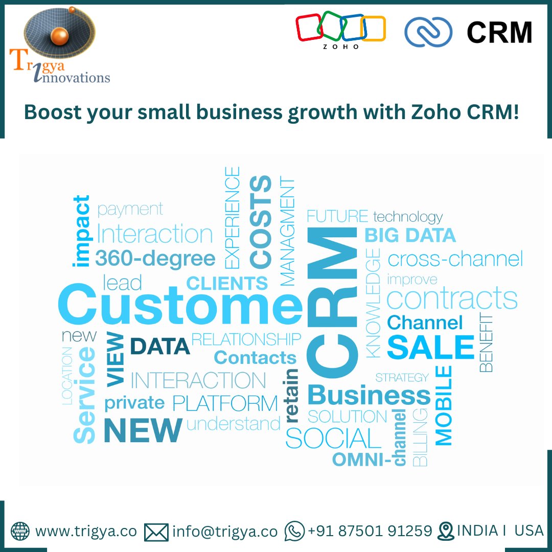 trigya_innovate's tweet image. ✅ An excellent entry-level CRM platform that scales with your business's growth.

💪 Contact Trigya Innovations, your trusted Zoho-authorized partner, and unlock the full potential of Zoho CRM for your small business today! trigya.co
