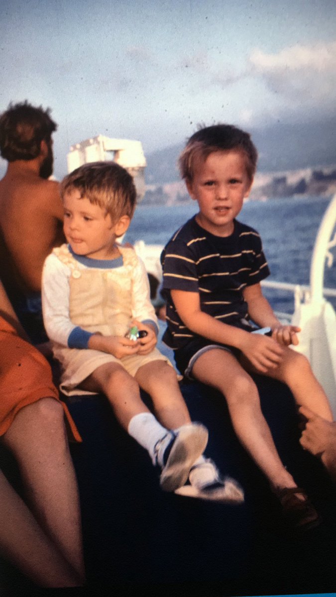 My friend &amp; I off the coast of #Capri in 1979. His family lived with mine; #refugees from #Chile. 

Today he's a successful doctor @drgonzalezramos back home, helping others. He's also godfather to my eldest. 

'Nano', my friend for life. 

#WorldRefugeeDay
#PorqueSeremosDeLuz