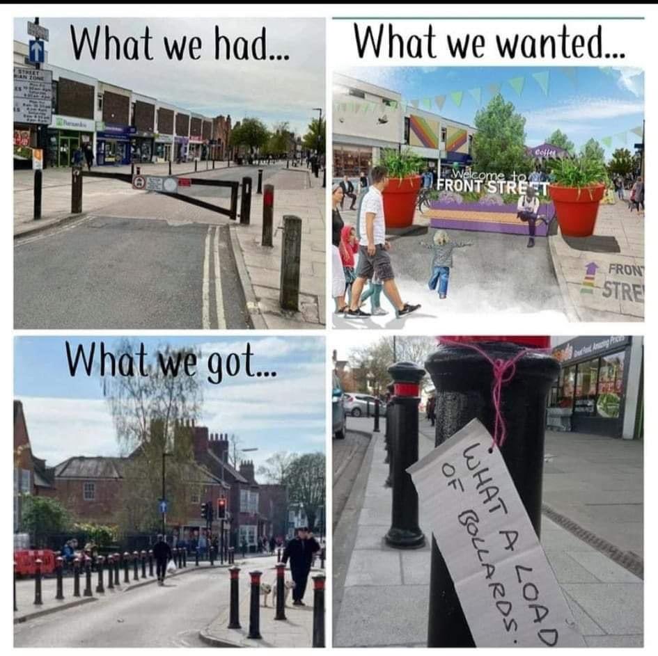 CarlaBallantine's tweet photo. Apparently this is what £395,000 of funding buys you
A #regeneration project which has failed to deliver on so many levels. Sadly lacking in imagination, community appeal, adversely affecting access for many
#WhatALoadOfBollards #Acomb #York https://t.co/NW294tEDab