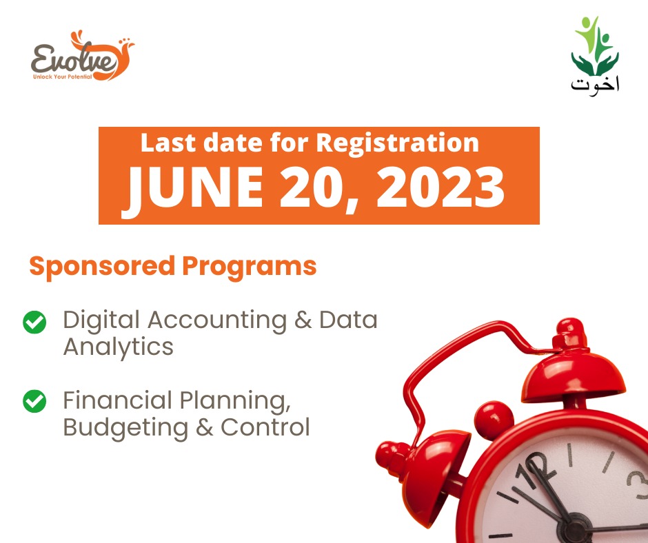 evolveplc's tweet photo. Last chance to join our transformative Accounting Bootcamps!  Register now before the deadline on June 20, 2023, and take charge of your professional growth. Limited spots are available, so secure your place today! 

https://t.co/s8N6xSygX0

#evolvelearninghub #akhuwat https://t.co/pNIIa5U58U