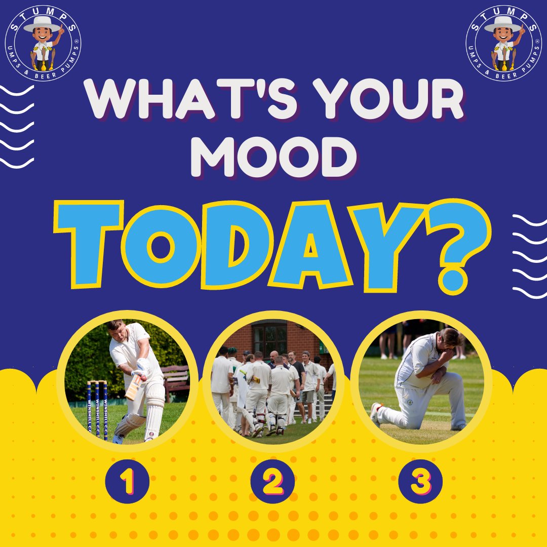 How was your weekend then?

What's your mood after a weekend of club cricket?

1 - BOOM!
2 - So So . . .
3 - Not again!

 #WeAreClubCricket
#CricketFamily
#CricketTwitter