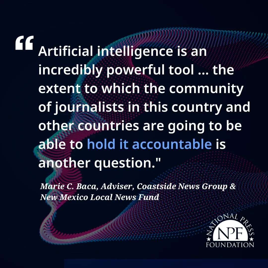 “One of our most sacred duties is to hold the powerful accountable," <a href="/mariecbaca/">Marie C. Baca</a> said. This includes #ArtificialIntelligence. buff.ly/3qMXALj