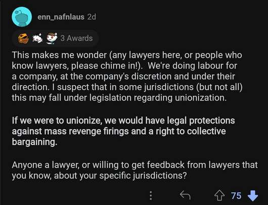 Reddit Mods propose unionizing.