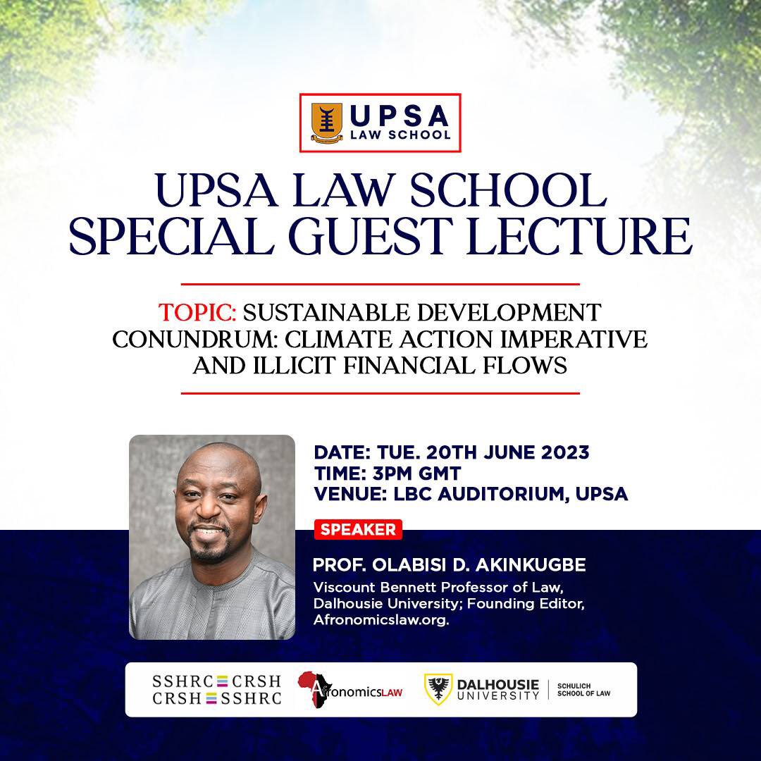 IT’S TOMORROW!
Join the UPSA Law School and Professor Olabisi Akinkugbe in discussing “Sustainable Development Conundrum: Climate Action Imperative and Illicit Financial Flows”.

Time: 3:00pm
Venue: UPSA Law School

All are invited. 

#UPSA #UPSALawSchool #PublicLecture