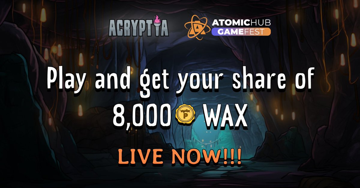 AtomicHub Game Fest live! ⚛️🎉

🕯️ Go to Acryptia play.acryptia.io
💎Stake the <a href="/AtomicHub/">AtomicHub</a> Gem
🎮 Play, collect event points and earn your share of 8,000 WAX

The event ends on June 25th at 23 UTC📅