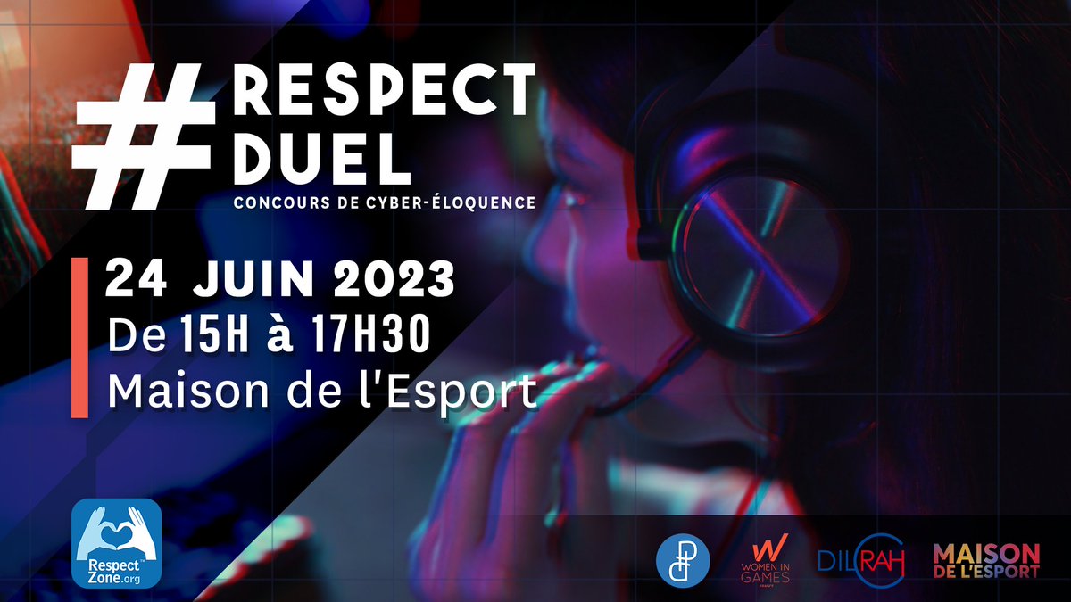 Maison de l'Esport (@maisonesport) on Twitter photo 🕹️ Rendez-vous le 24 juin pour l'événement #RespectDuel organisé par <a href="/respectzone_org/">Respect Zone</a>
Un concours où différentes équipes débâteront des problématiques liées à la haine et aux discriminations tout en s’affrontant sur un jeu vidéo ➡ my.weezevent.com/respectduel… #Paris 🕹️ Rendez-vous le 24 juin pour l'événement #RespectDuel organisé par <a href="/respectzone_org/">Respect Zone</a>
Un concours où différentes équipes débâteront des problématiques liées à la haine et aux discriminations tout en s’affrontant sur un jeu vidéo ➡ my.weezevent.com/respectduel… #Paris