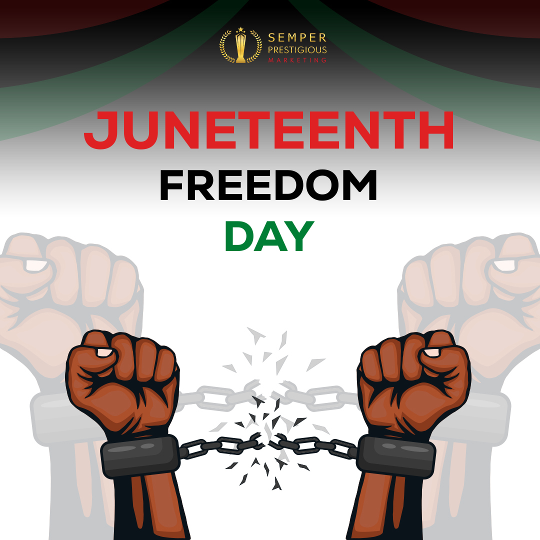 Semper_PM's tweet photo. Celebrating the progress and unity achieved since Juneteenth. 

#SemperPrestigiousMarketing #Juneteenth #Equality #Juneteenth2023 #JuneteenthCelebration #CelebrateJuneteenth #FreedomDay https://t.co/jp7w7zCNfo