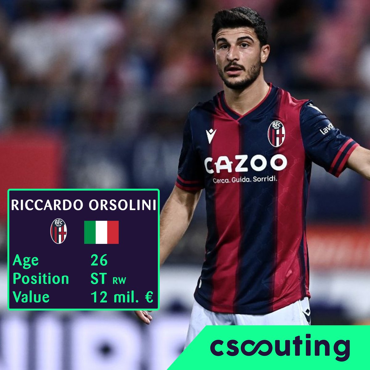 cscouting_'s tweet image. Orsolini has been in great form for Bologna this season. 🔥

Riccardo Orsolini.
🔹Bologna. Italy.
🔹Age: 26
🔹ST, RW
🔹12 mil. euro

▫️Games:        34
▫️Goals:           11
▫️Assists:         4
▫️xG:                9,4
▫️Key passes: 44

#cscouting #riccardoorsolini #bolognafc