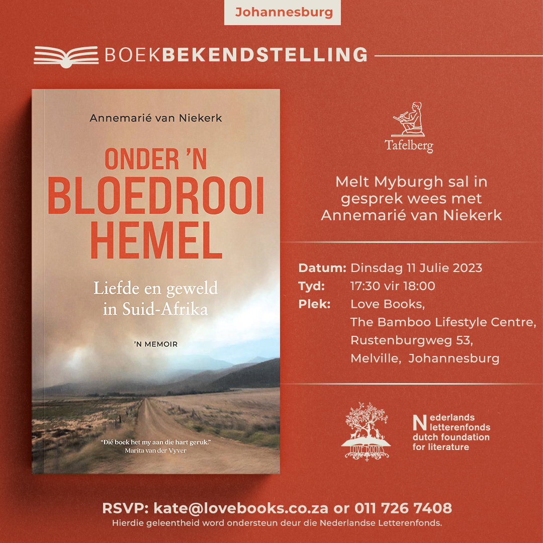 📍<a href="/Lovebooksjozi/">Love Books</a>, Johannesburg
🎤Melt Myburgh sal in gesprek wees met Annemarié van Niekerk
📆Dinsdag 11 Julie 2023
🕰️17:30 vir 18:00
✉️RSVP: kate@lovebooks.co.za of 011 726 7408

🧵2/9