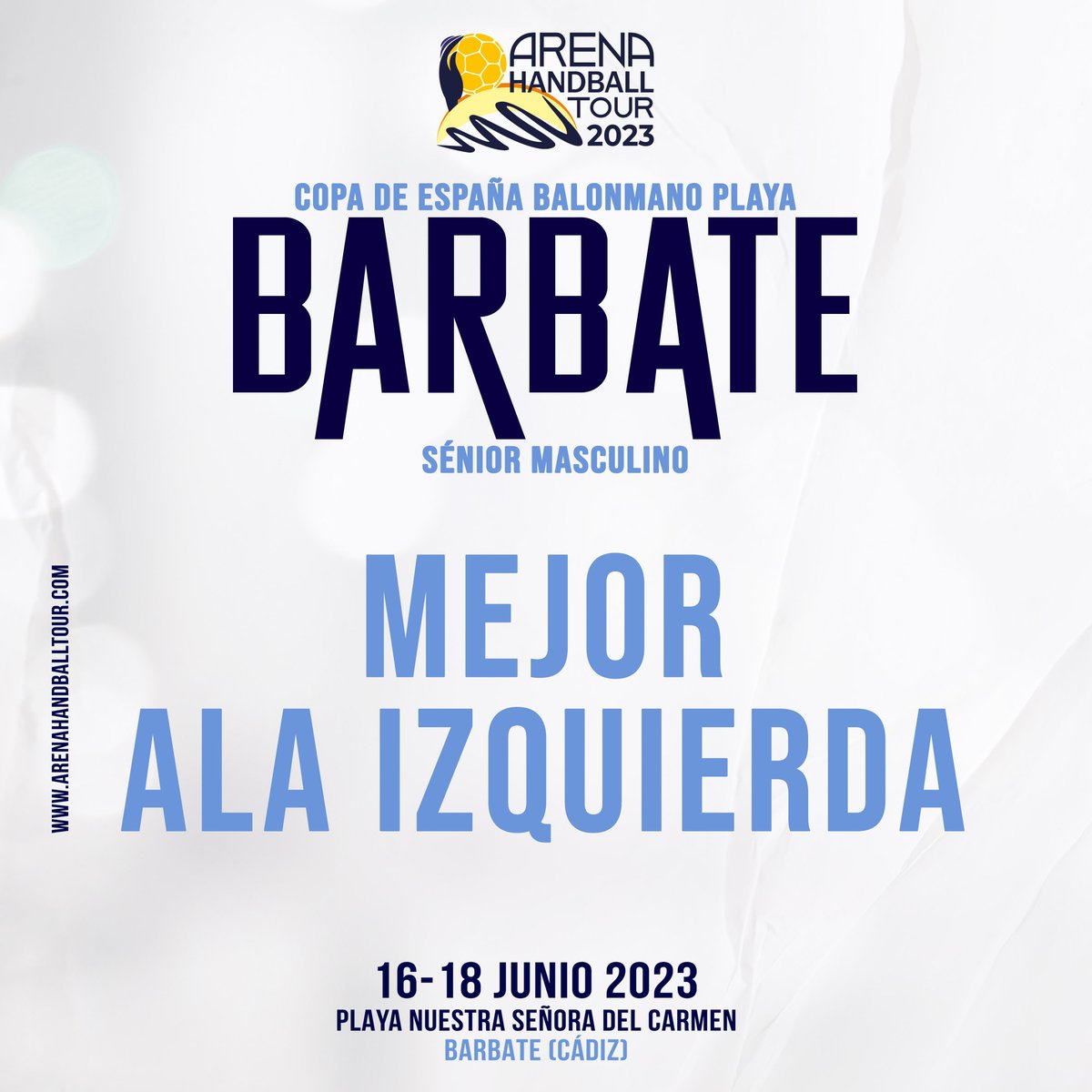 ✨ ¡Vota por el 𝙈𝙚𝙟𝙤𝙧 𝘼𝙡𝙖 𝙄𝙯𝙦𝙪𝙞𝙚𝙧𝙙𝙖 en la #CopaESPBMPlaya de Barbate!

♻️ RT: Javier Delgado (<a href="/CBParla/">Club Balonmano Parla</a>)  
❤️ Me Gusta: Juan Manuel Terán (<a href="/bmplayabarbate/">Salazones Herpac BMP Barbate</a>)  

#CopaESPBMPlaya #ArenaHandballTour <a href="/diputacioncadiz/">Diputación de Cádiz</a> <a href="/Ayto_Barbate/">Ayuntamiento Barbate</a> <a href="/AndaluciaJunta/">Junta de Andalucía</a>