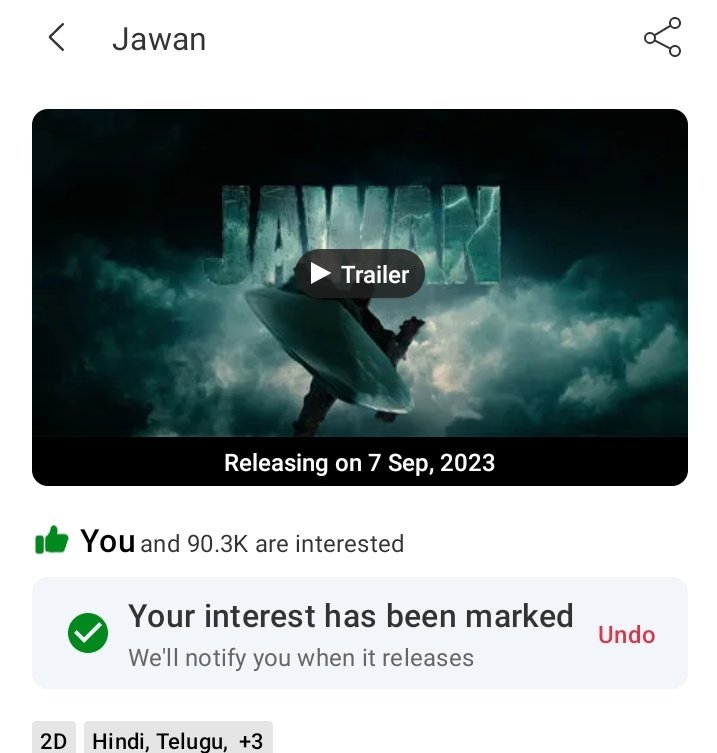 Jawan completed 90k book my show intrest fastest Bollywood flim to reach this land mark #jawan 
@Ajukhan111 @AmaanKh53480809 @Arzoo987 @cricket_42 @CULT_SRK @Harmindarboxoff @holdandbold @iamkaifi_srkian @InChnadrakant @iSoldier___ @iSrkzRonit @kiran47471 @RoyceSRKian @RaaZi_Ss