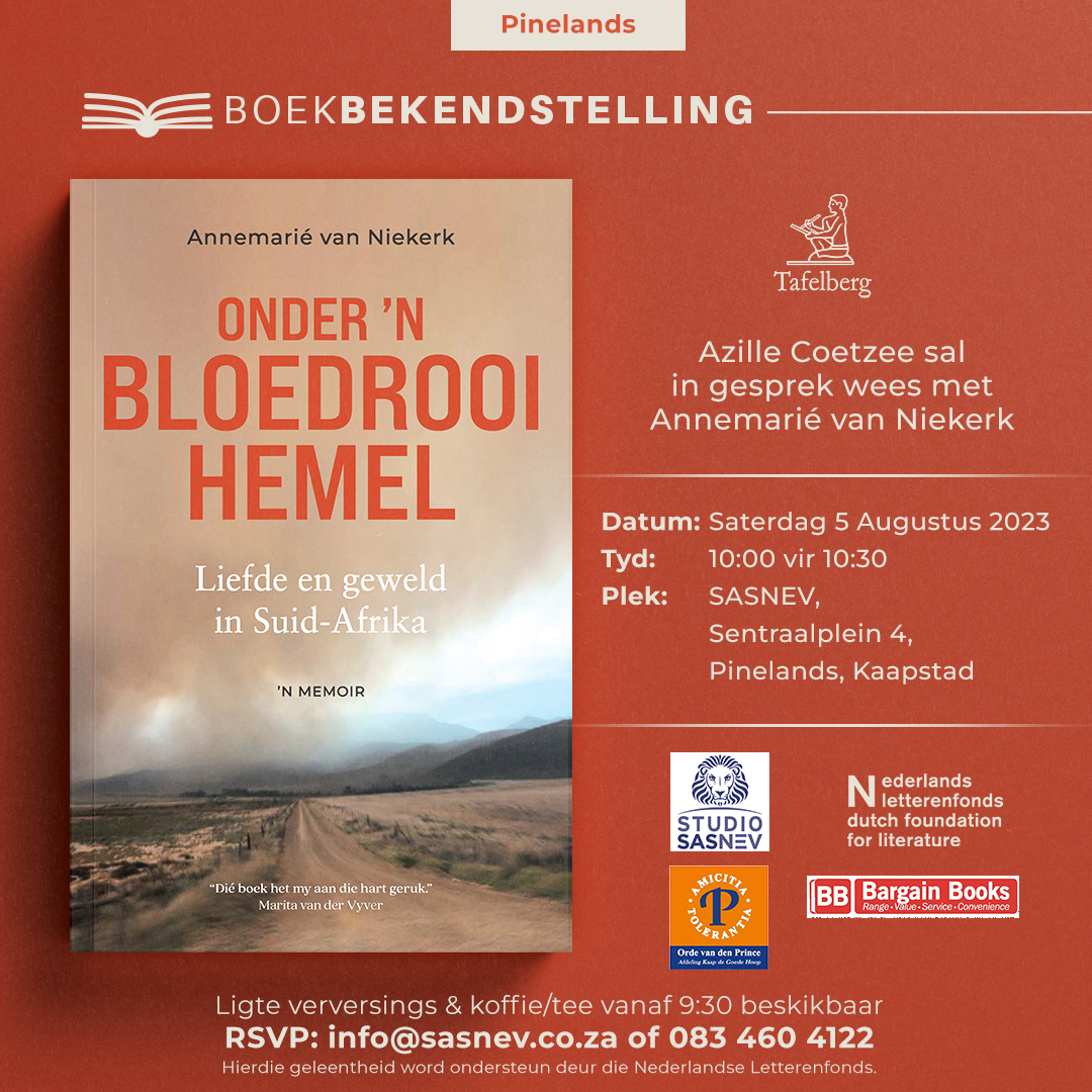 📍<a href="/SASNEVZA/">SASNEV</a>, Kaapstad
🎤Azille Coetzee sal in gesprek wees met Annemarié van Niekerk
📆Saterdag 5 Augustus 2023
🕰️10:00 vir 10:30
✉️RSVP: info@sasnev.co.za of 083 460 4122

🧵8/9