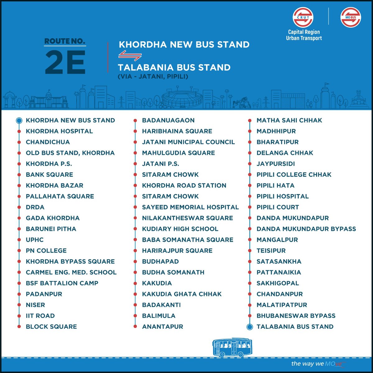 CRUT_BBSR's tweet photo. π’ Notice
To clear the rush for #RathaJatra & enhance connectivity to Puri, #MoBus will ply special bus services to Talabania Bus Stand from 20th - 21st & 28th - 30th June, 2023.
Please find the detailed stoppages attached.
#SpecialMoBusService
#MoBusForBetterYou https://t.co/0Y7RTHvPHx