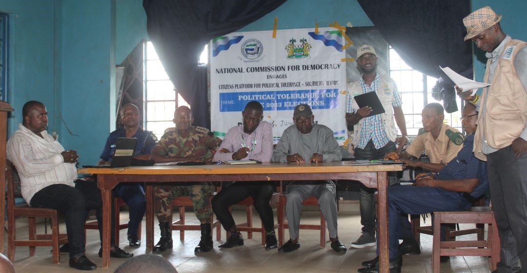 NCD is engaging stakeholders and political parties in Moyamba, Koinadugu, and kono Districts about the need to promote political tolerance for a peaceful 2023 election. The meetings are hosted at the District Council Halls on the 19th of June, 2023.