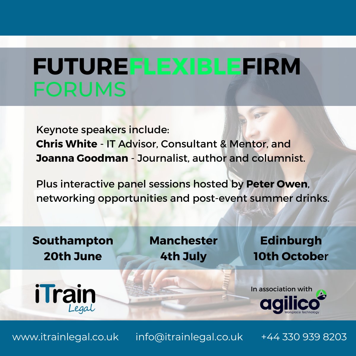 Last chance to secure your place at tomorrow’s #FutureFlexibleFirm forum in Southampton. Hosted at <a href="/agilico/">Agilico</a> HQ, this friendly and informative event will be followed by summer drinks on the roof terrace. Book your place now:
agilico.co.uk/the-future-fle…

#legal #agilefirm