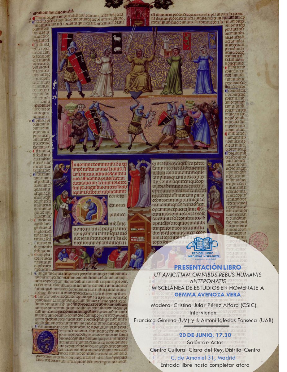libromedieval's tweet photo. Os recordamos que mañana tendrá lugar la presentación del libro en homenaje a Gemma Avenoza, escrito por los miembros de la Red. El acto estará moderado por Cristina Jular e intervendrán Francisco Gimeno y J.Antoni Iglesias - Fonseca ¡No os lo perdáis! 👉🏻https://t.co/NqGULzG6vl https://t.co/fXo7s2IyTi