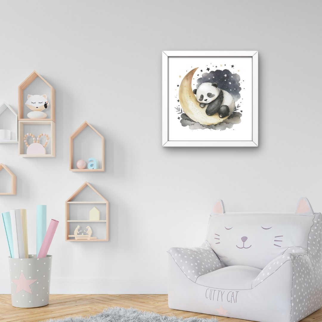 digitalaistudio's tweet photo. Digital illustration printing | Panda on the moon | Wall art 
#panda #watercolor #watercolorillustration #moon #kiddecoration #babynursery https://t.co/qsLIpfLpmm