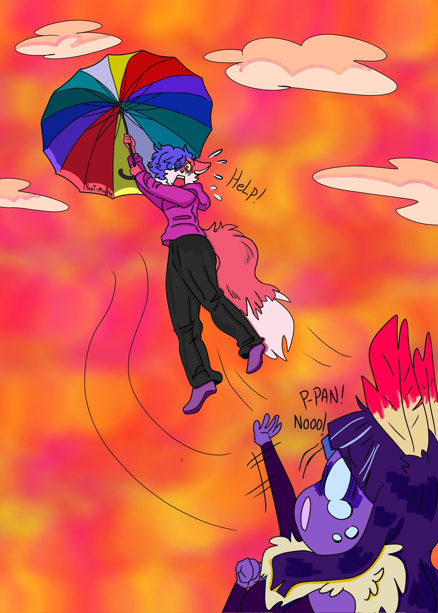 Yaoi_masta's tweet image. up up and away~~
#aprilmonth chasing umbrella 

pan does NOT do well with heights...
featuring other oc Eva the moth~♡

@HazbinOcGallery #HazbinHotel #art #HazbinHotelOC #hhoc #digitalart 
#artistsontwitter #artist #umbrella