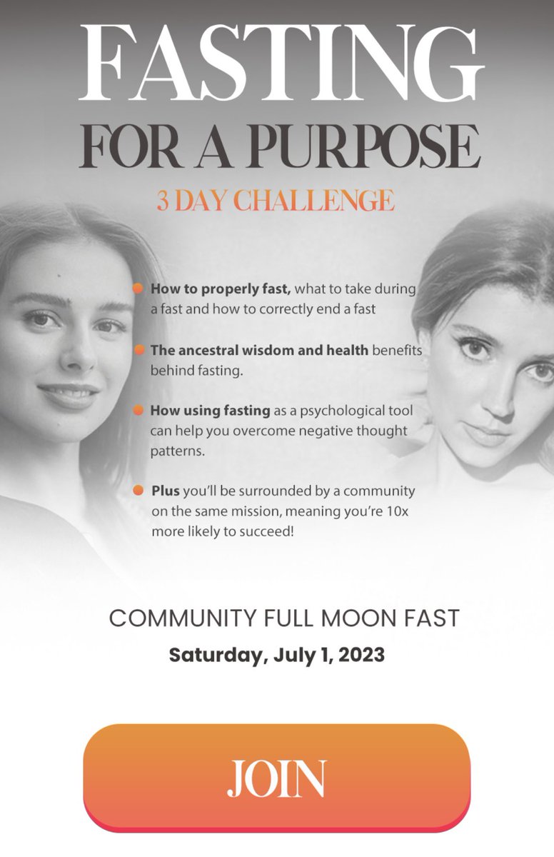 Join Alina (Masters in Psychology) and I for a 3-day Full Moon fast starting July 1st. 

Together we’ll explore:

- How to correctly fast and then break fast. 
- Ancestral wisdom and health benefits of fasting. 
- How to use fasting as a psychological tool to end negative thought…