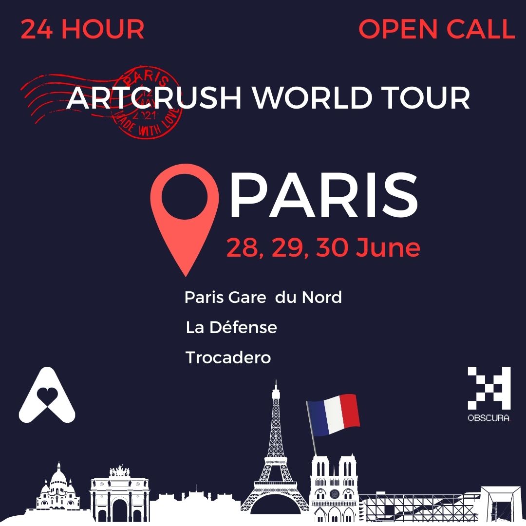 OG @artcrushgallery Invited Curator @AnimusNFT is selecting 5 entries for ARTCRUSH WORLD TOUR 🇫🇷PARIS🇫🇷 🎩 Entry: Reply to this tweet with your best piece! Portrait format ONLY Suits Public Display RT + Tag 5 friends Follow @AnimusNFT @artcrushgallery @ASpangereid @makersplace