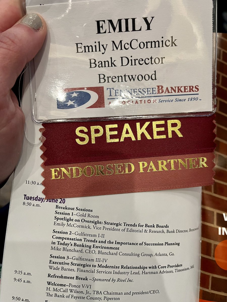 ehmccormick's tweet photo. Excited to be in Palm Beach for the #TBAannualmeeting! I’ll be speaking tomorrow on strategic issues for bank boards. Thanks @TNBankers for putting on this event — I love catching up with local bankers and those that work in the space. https://t.co/dBrUmg9jSe