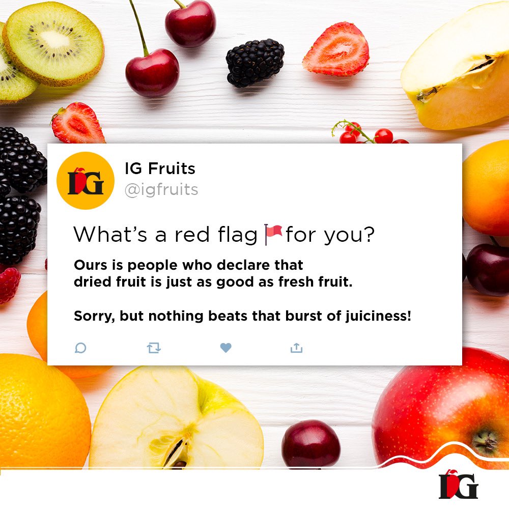 🚩 Red flag alert! 🚩

Dried fruit ≠ Fresh fruit! Let's keep it real, nothing beats that juicy goodness!

Don’t you agree?

#redflagalert #eatclean #eatfresh #freshfruits #healthyliving #healthylifestyle #eathealthy #fruitlove #fruits #fruitlover #importedfruits #igfruits