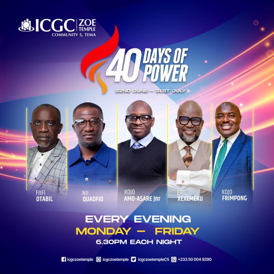 icgczoetempleC5's tweet photo. Blow the trumpet in Zion, Consecrate a fast, Call a sacred assembly.
-Joel 2:15 NKJV

Join our 40 DAYS OF POWER encounter.

All members are encouraged to have an intimacy with the HOLY SPIRIT in prayers, every evening Monday to Friday.

#ICGCZoeTemple
#40DaysOfPower https://t.co/tjCD50xhep