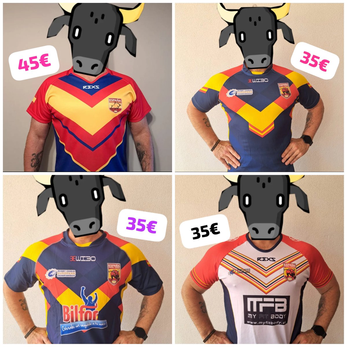 A la venta la camiseta nueva de España XIII. Y si quieres alguna de otra temporada, también están disponibles.
Camiseta de juego 2023: 45€+15€ de gastos de envío. 
Camiseta de temporadas pasadas: 👕 35€+15€ de gastos de envio. 
Pedido por PayPal en espanarugbyleague@gmail.com