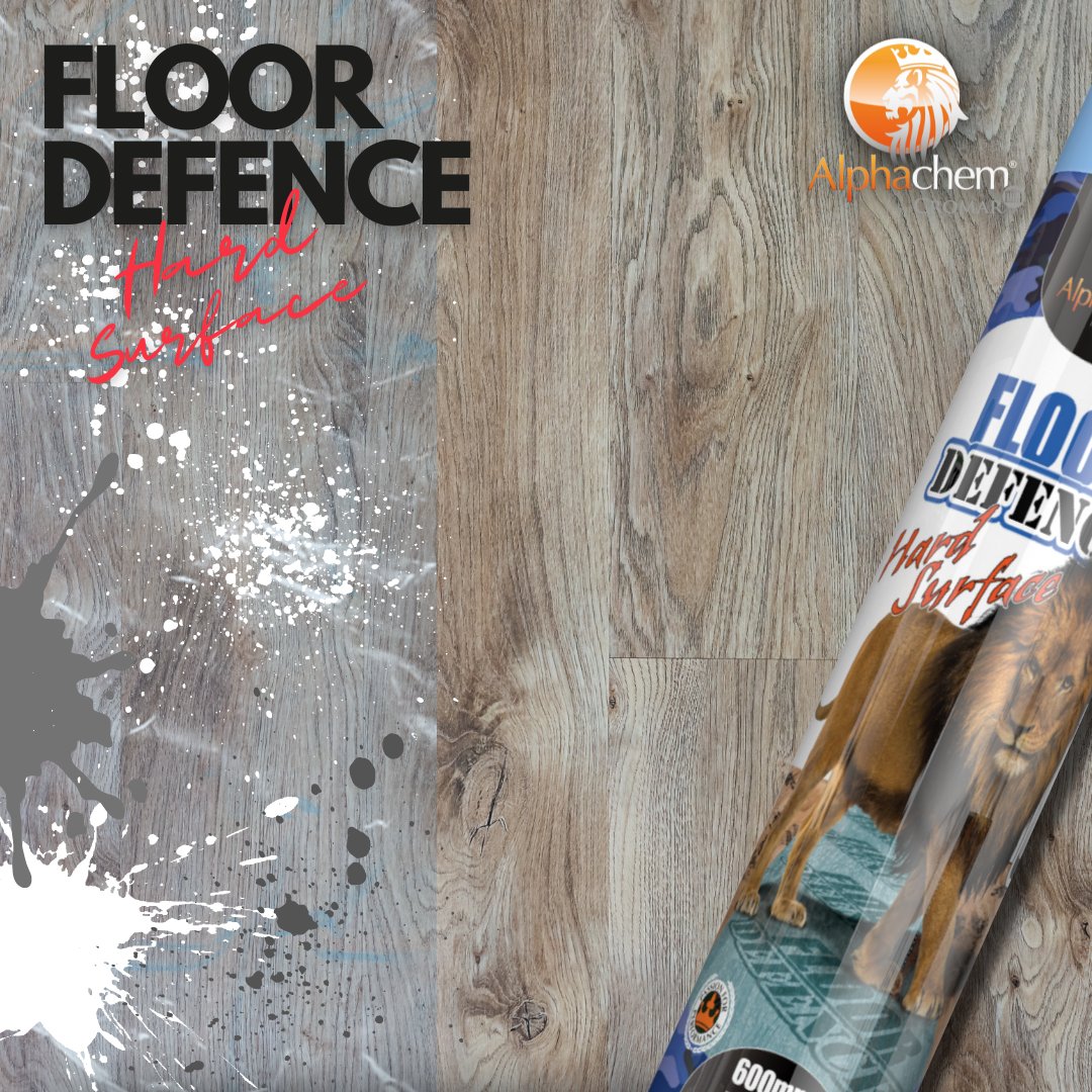 Introducing Floor Defence a blue transparent multi-purpose, contractors grade, self adhesive floor protector.