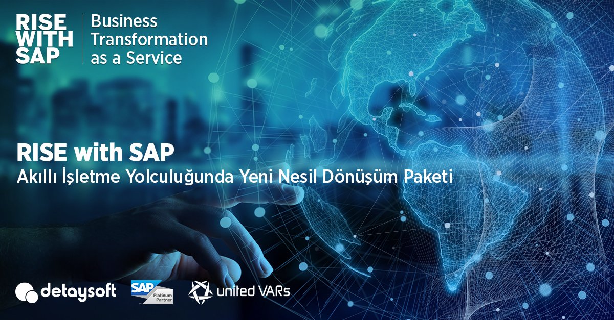 RISE with SAP işinizi gerçek anlamda dönüştürmek için ihtiyaç duyduğunuz tüm çözüm ve hizmetleri tek bir pakette sunuyor. 

Detaylı bilgi için: lnkd.in/dXiuw-Aq

#Detaysoft #SAP #UnitedVARs #RISEwithSAP #DigitalTransformation #DijitalDönüşüm #YarınBugündenBaşlıyor