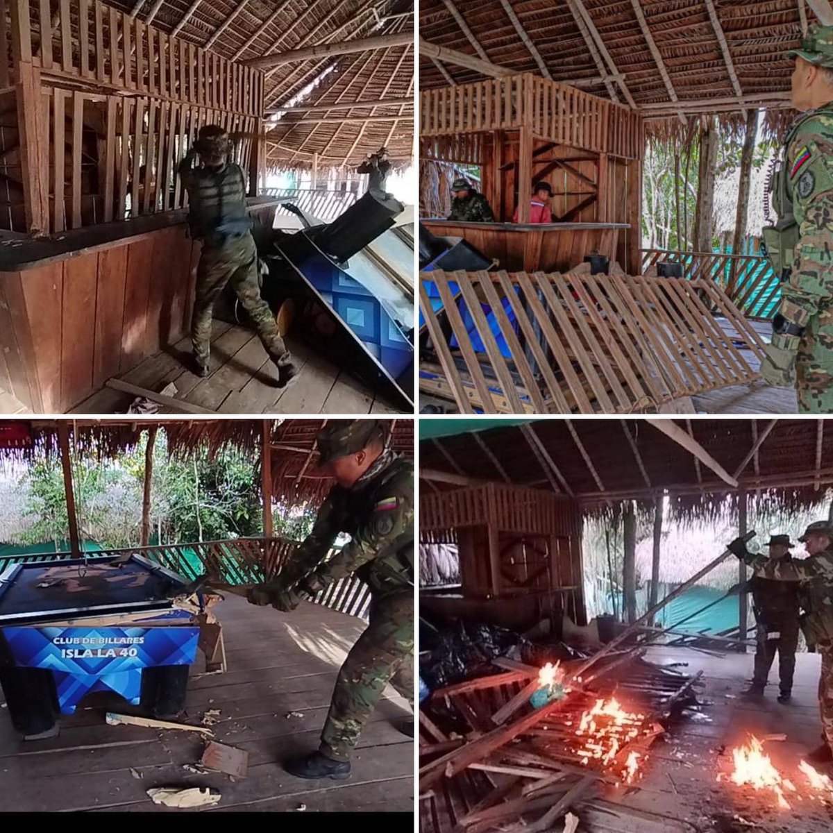 dhernandezlarez's tweet photo. La Ley del Ambiente establece expresamente la prohibición de construcción de clubes y establecimientos comerciales en los parques nacionales y reservas forestales. 

Yapacana no será la excepción, Venezuela es un Estado democrático de derecho y de justicia, y la #FANB junto a los #OSC hará cumplir la soberanía nacional de acuerdo a nuestro ordenamiento jurídico territorial. 

En labores de patrullaje y expulsión de la invasión al Yapacana, son desmantelados seis (06) comercios de trata de personas, ventas de alcohol, sustancias psicotrópicas, estupefacientes y otros infames vicios.

#OperacionAutana2023 
#IntegrarEsVencer