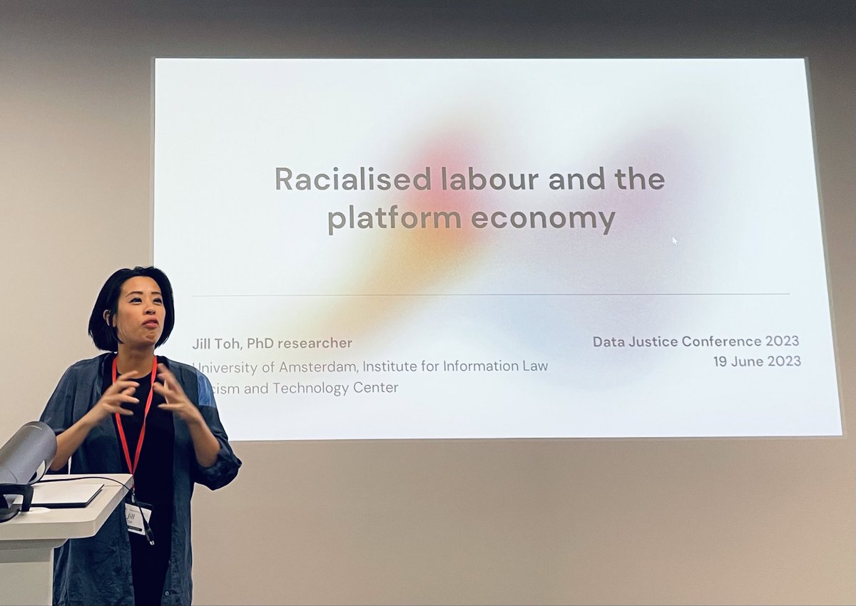 Jausl00s's tweet photo. Now at #datajustice23, @jilltoh presenting her work on ‘racialised labour and the platform economy’
@DataJusticeLab https://t.co/WFkxmeeOnx