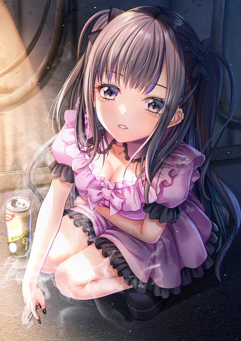 これ? 元彼が吸ってたやつ。  #創作 #オリジナルイラスト