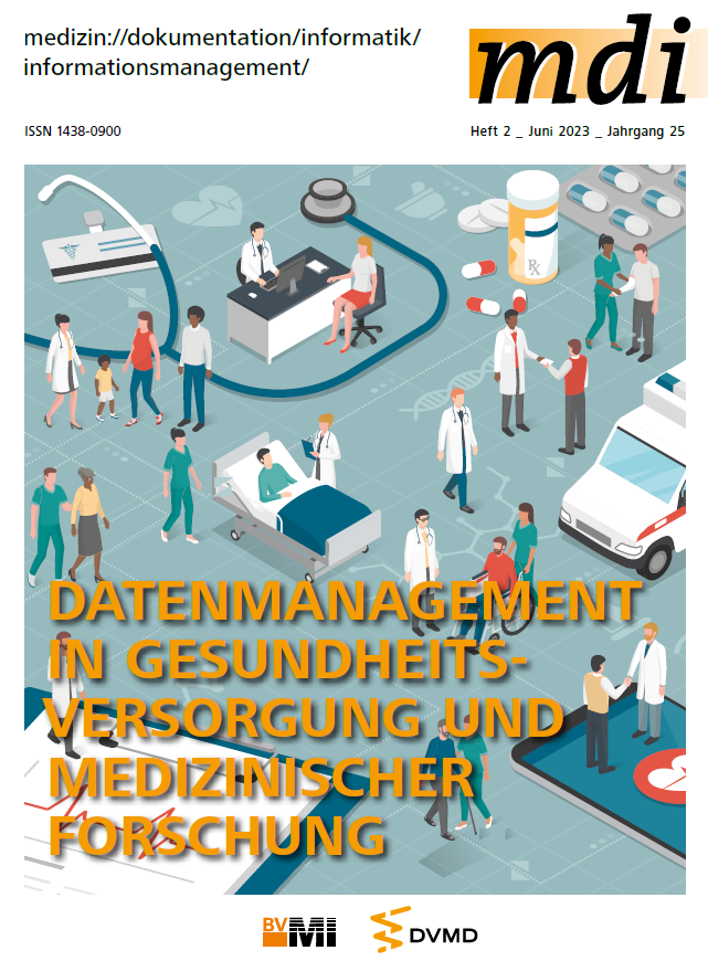 BVMI_eV's tweet photo. Neues #mdi-Heft 2/2023: #Datenmanagement in Gesundheitsversorgung und Medizinischer Forschung. https://t.co/8qJeizZUIl  #Medizininformatik @DVMDeV @BVMI_eV #forschungsdaten #eDiary #Forschungsdatenplattform https://t.co/ZArTodnAOQ