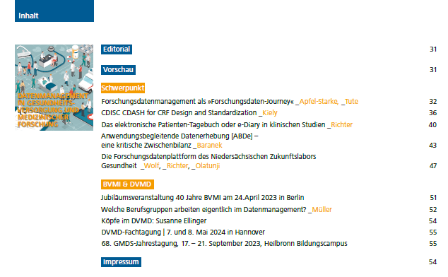 Neues #mdi-Heft 2/2023: #Datenmanagement in Gesundheitsversorgung und Medizinischer Forschung. bvmi.de/mdi/mdi-uebers…  #Medizininformatik @DVMDeV @BVMI_eV #forschungsdaten #eDiary #Forschungsdatenplattform