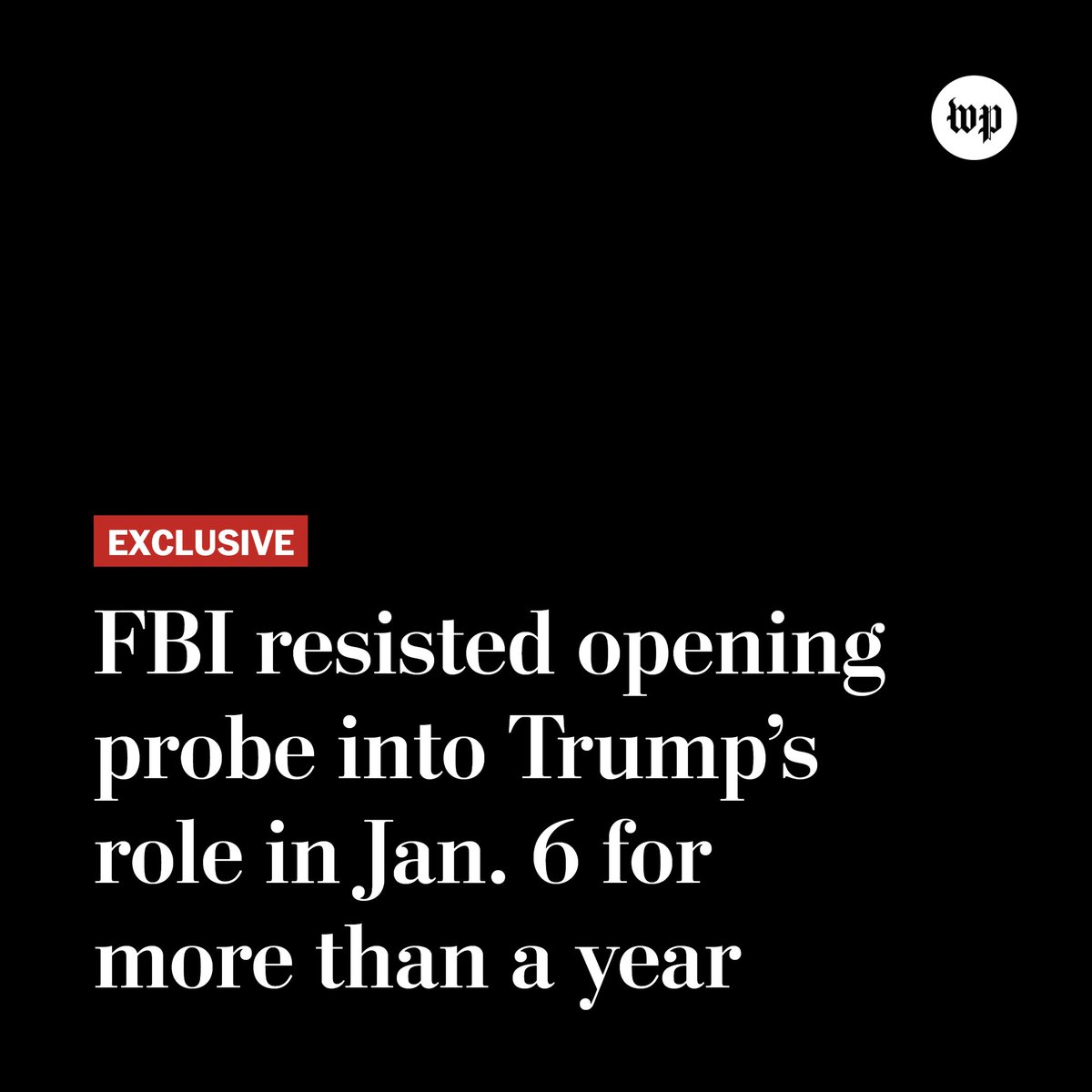 Exclusive: A Washington Post investigation found that more than a year would pass before prosecutors and FBI agents jointly embarked on a formal probe of actions directed from the White House to try to steal the election. 

Even then, the FBI stopped short of identifying the…
