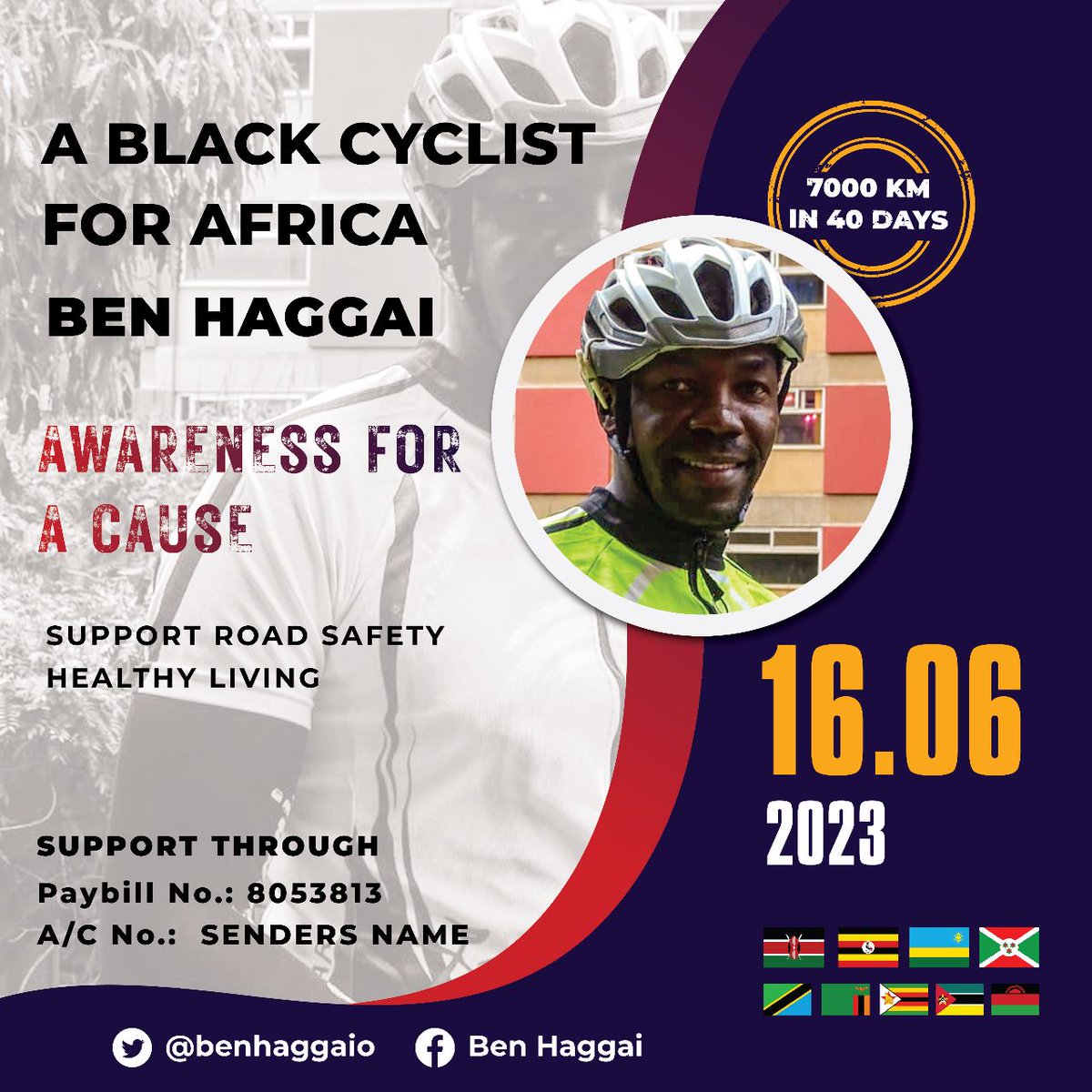Calling on Cyclists in #Jinja #Iganga #Mukono #Kampala to escort our Ssebo @benhaggaio as he cycles across Uganda. 

See the poster for details 
@DailyMonitor @jinjacity @LoveUgSafaris @POATVUganda @ntvuganda 

#ShareTheRoad
#BlackCyclistForAfrica
#benhaggaio
#40days9Countries