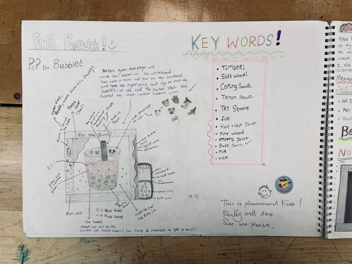 Kirra is in Year 7. Nobody seems to have told her that and she is producing work that would pass for Year 10. Fantastic. Needless to say she was awarded the “GIRLS WHO DESIGN” badge. @BlackheathHigh