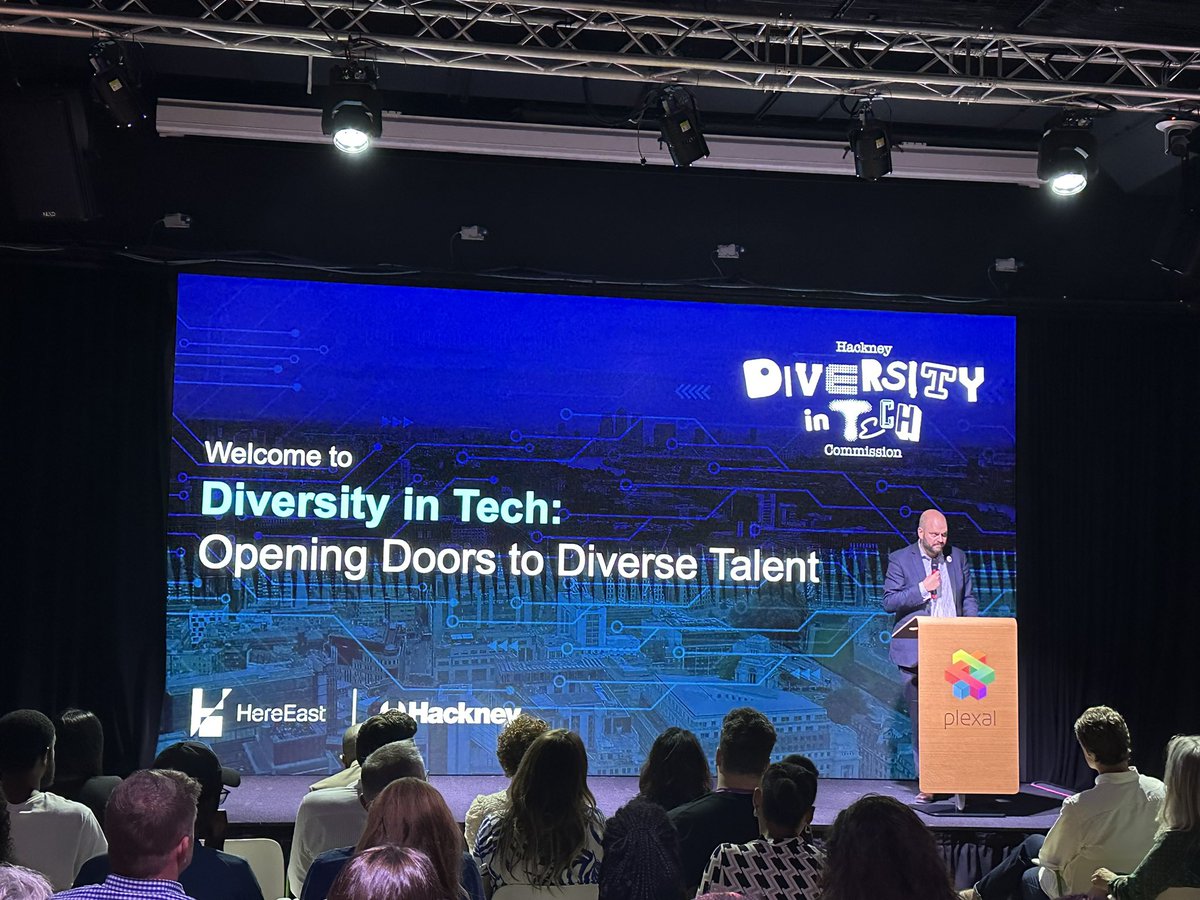 HereEast's tweet image. @mayorofhackney discussing the creative talent from #EastLondon and how @hackneycouncil is opening doors to Hackney’s diverse talent #DiversityinTech @Plexalcity