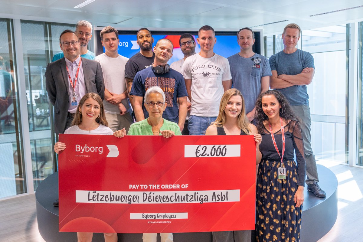 We were lucky enough to welcome Lëtzebuerger Déiereschutzliga, an animal shelter in Luxembourg, to our office last week. ❤️
Through our Bike to Work day, colleagues pedaled their way to work, and each kilometer clocked helped push our donation further. 🚴  #ByborgCares