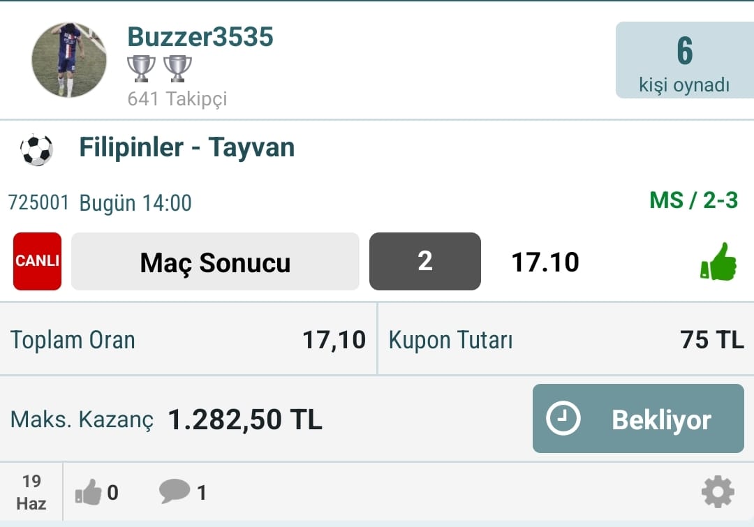 Benimle birlikte değerlendiren 6 arkadaşı tebrik ederim. Bu göndereyi RT yapan 2 arkadaşımıza da ödül gönderelim.

#iddaatahminleri #nesine