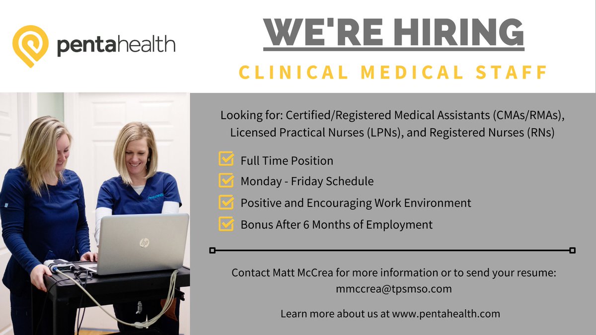 PentaHealth on Twitter "We have clinical job openings at our offices