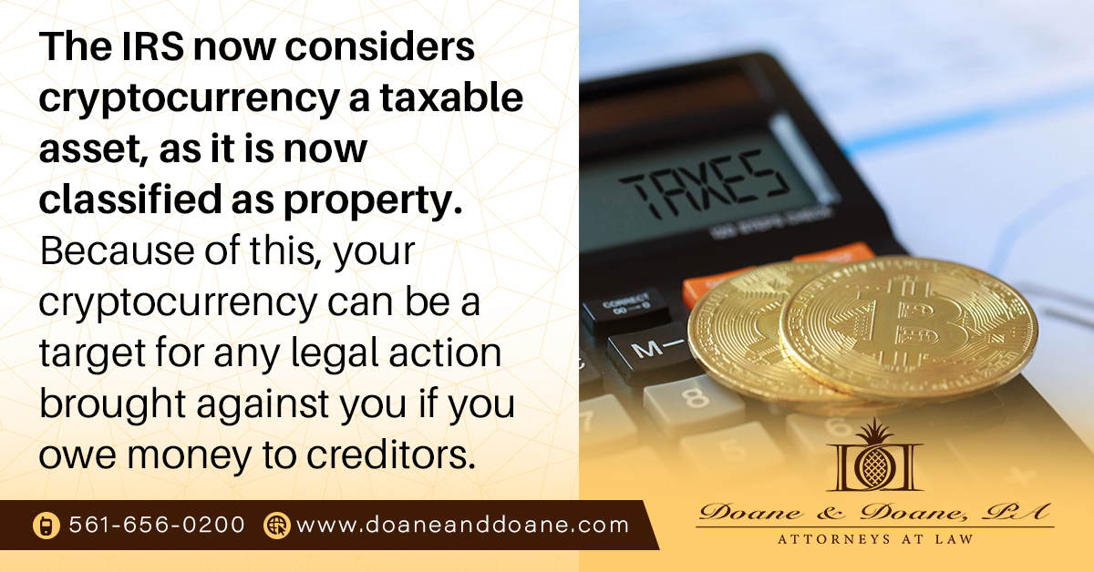 Protecting your #cryptocurrency assets will ensure that if you become part of any legal action, you will have an extra layer of protection, and it will be a more significant challenge for any entity to try and seize them. 

#floridalawyer #crypto #bitcoint #taxes #IRS