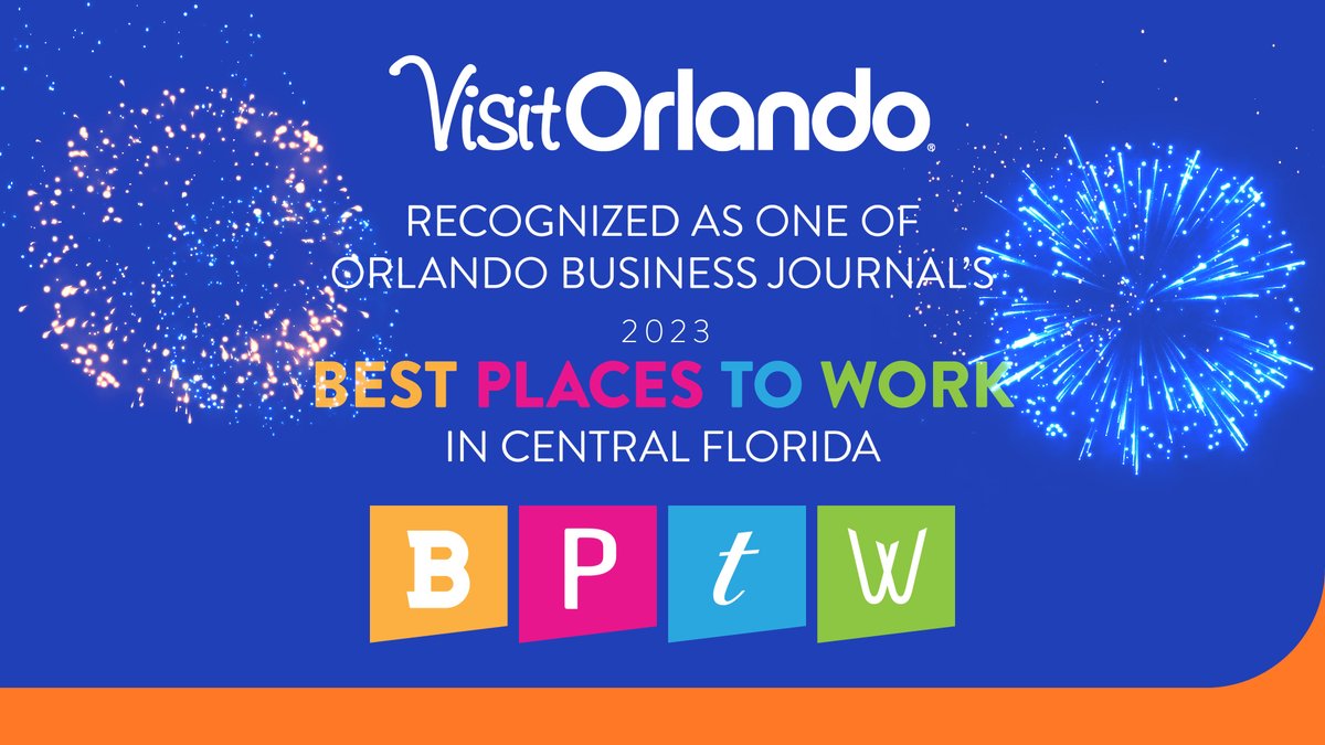 orlandomeeting's tweet image. We are honored to be named one of @OBJUpdate's 2023 Best Places to Work in Central Florida! This award recognizes #VisitOrlando for cultivating an exceptional workplace as determined by an employee satisfaction survey. 👏