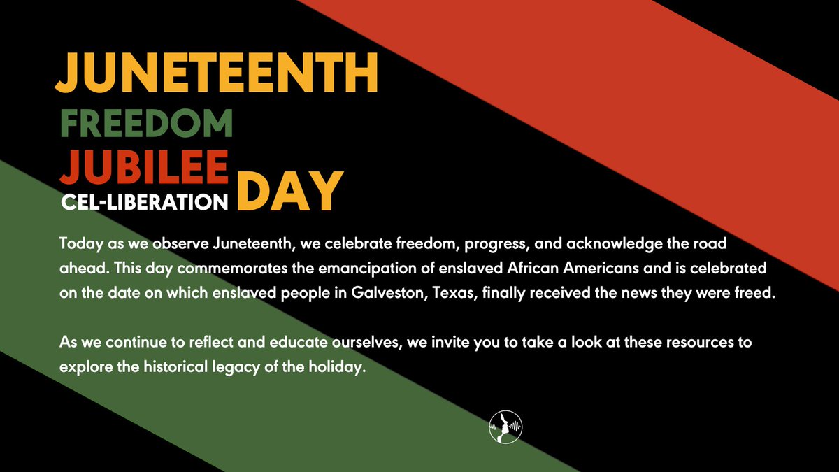 ASHAWeb's tweet photo. Today as we observe Juneteenth, we celebrate freedom, progress, and acknowledge the road ahead. As we continue to reflect and educate ourselves, we invite you to take a look at these resources to explore the historical legacy of the holiday. https://t.co/OkNW54Fhsv https://t.co/wYG2UeUrMu