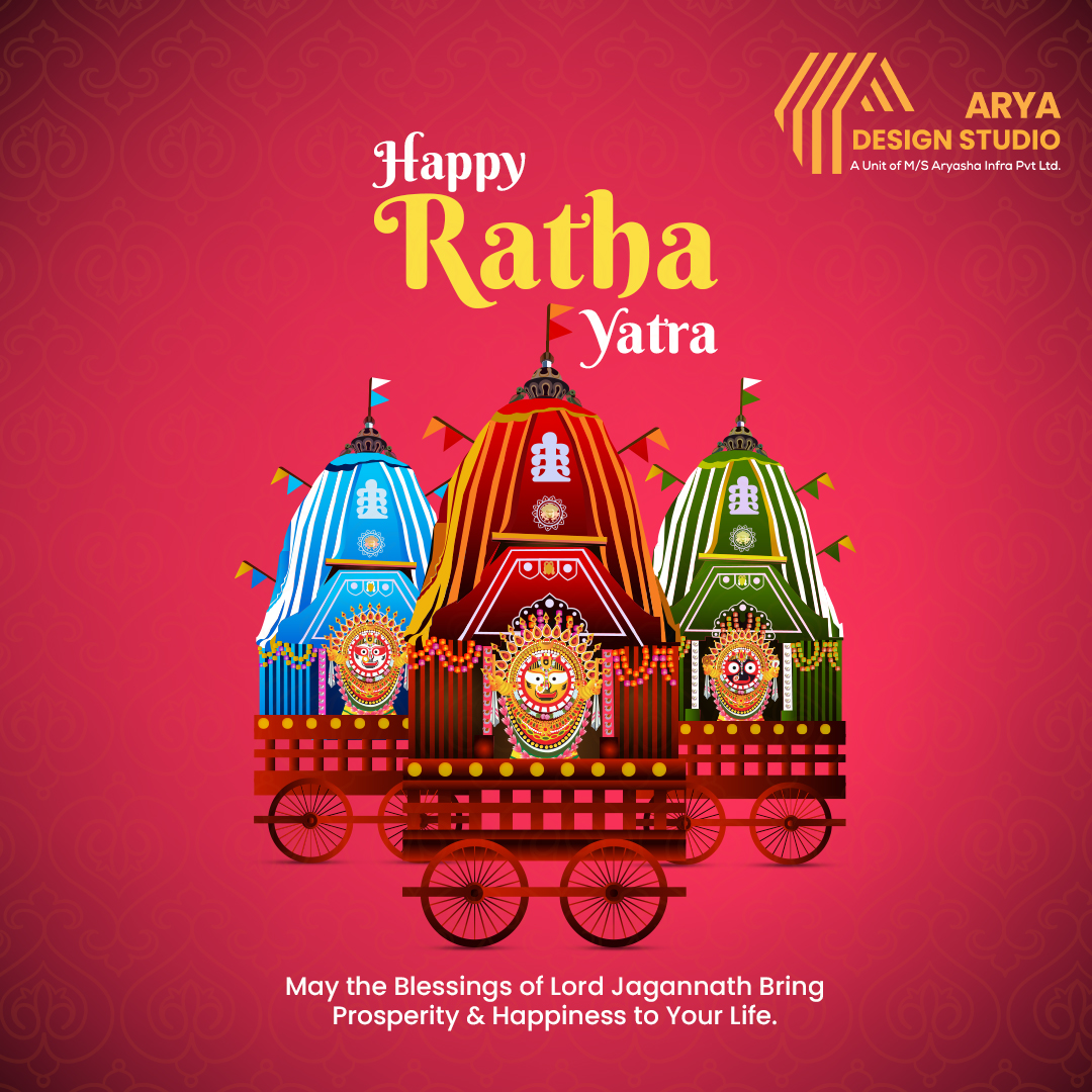 Arya Design Studio wishes you a happy and blessed Rath Yatra!  Let's celebrate this auspicious occasion with the spirit of devotion, love, and togetherness.
#RathYatra #AryaDesignStudio #FestivalOfJoy #SpiritOfDevotion #BlessingsAndProsperity #CultureAndTradition #SpreadHappiness
