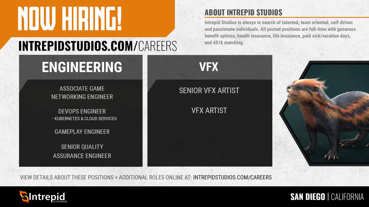 👀 We are looking to fill some important engineering and VFX roles. Help us spread the word! intrepidstudios.com/careers      

🤔 💭 Know anyone who is interested in MMO development? Send them our way!
