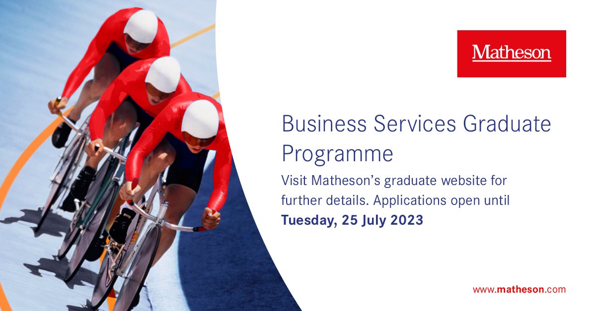 Applications are now open for our Business Services Graduate Programme, which gives graduates the opportunity to gain experience across our dynamic business services functions. Apply now: matheson.com/careers/gradua… #GraduateProgramme