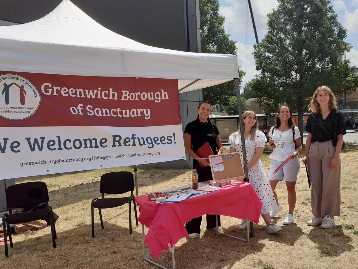 We’re in General Gordon Square, Woolwich with @GwichSanctuary talking all things #RefugeeWeek! Pop over and find out how you can help Greenwich in becoming a #BoroughOfSanctuary 🧡